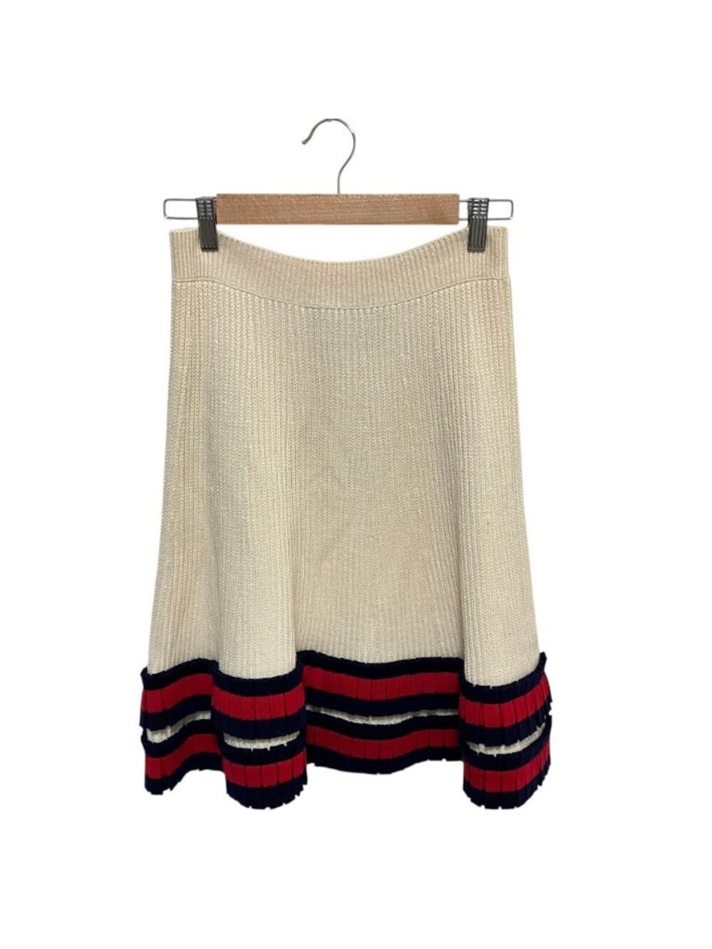 Gucci Web Line Ruffle Knit Skirt Ivory Spring Summer Fall Winter L